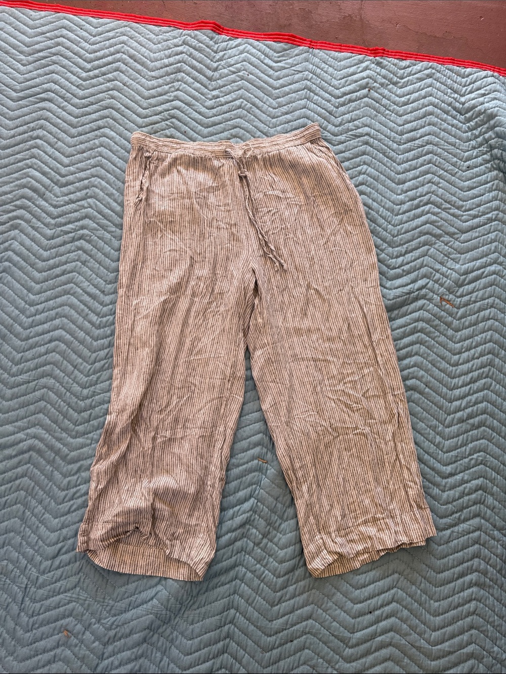 Marine Layer Beige Striped Corduroy Drawstring Pants